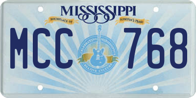 MS license plate MCC768