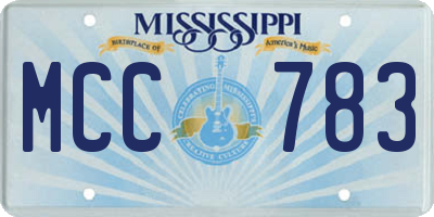 MS license plate MCC783