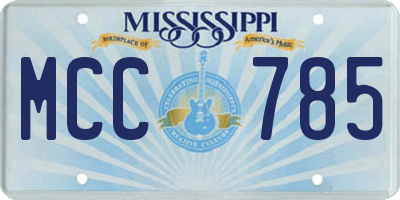 MS license plate MCC785