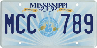 MS license plate MCC789