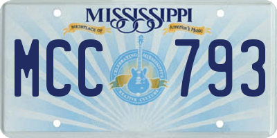 MS license plate MCC793