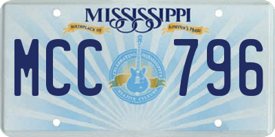 MS license plate MCC796