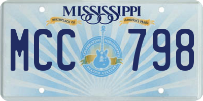 MS license plate MCC798