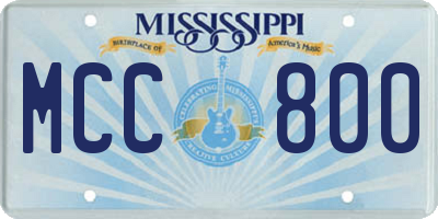 MS license plate MCC800