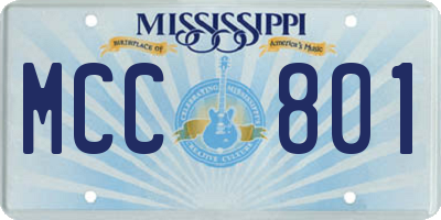 MS license plate MCC801