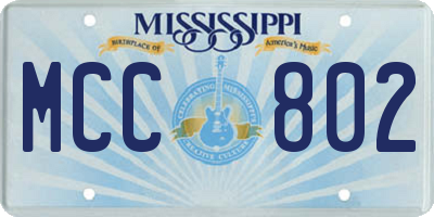 MS license plate MCC802