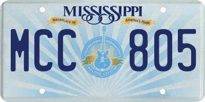 MS license plate MCC805