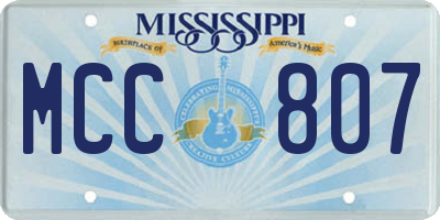 MS license plate MCC807