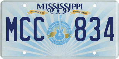 MS license plate MCC834