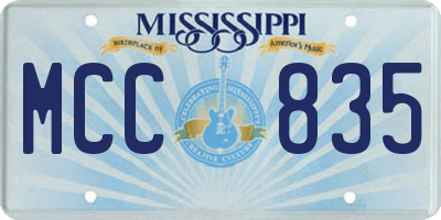 MS license plate MCC835