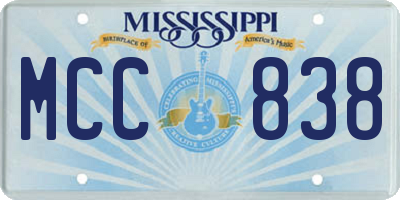 MS license plate MCC838