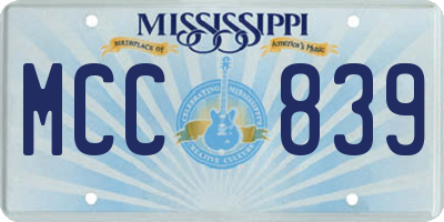 MS license plate MCC839