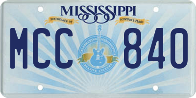 MS license plate MCC840