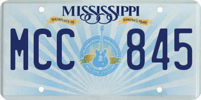 MS license plate MCC845
