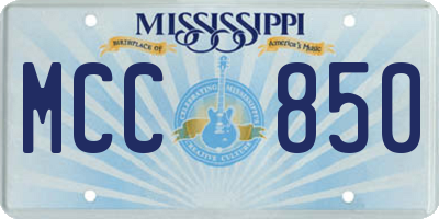 MS license plate MCC850