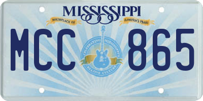 MS license plate MCC865