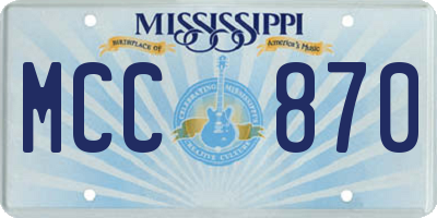 MS license plate MCC870