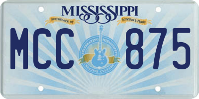 MS license plate MCC875