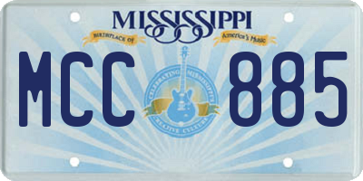 MS license plate MCC885