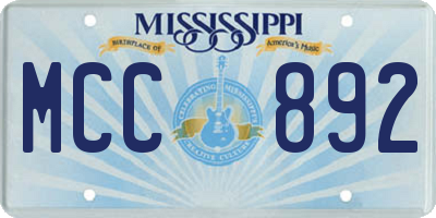 MS license plate MCC892