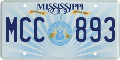 MS license plate MCC893