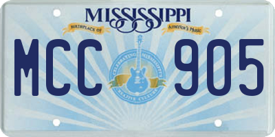 MS license plate MCC905