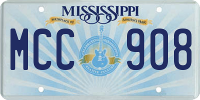 MS license plate MCC908
