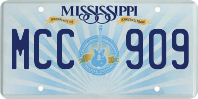 MS license plate MCC909