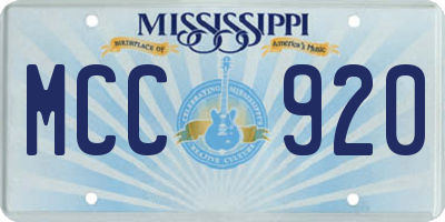 MS license plate MCC920
