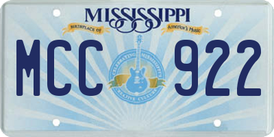 MS license plate MCC922