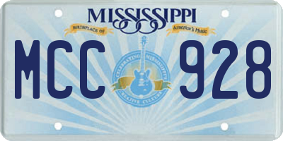 MS license plate MCC928