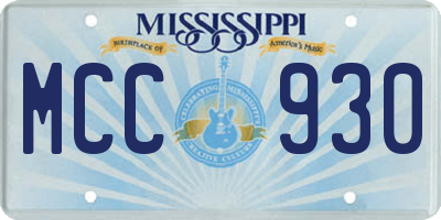 MS license plate MCC930