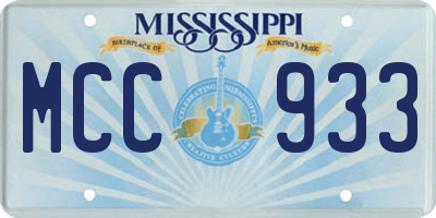 MS license plate MCC933