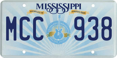 MS license plate MCC938