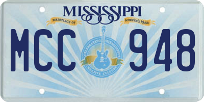 MS license plate MCC948