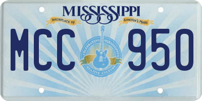 MS license plate MCC950