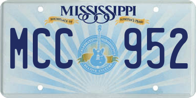 MS license plate MCC952