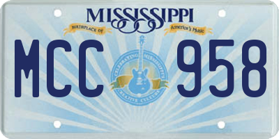 MS license plate MCC958