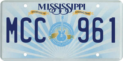 MS license plate MCC961