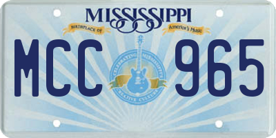 MS license plate MCC965