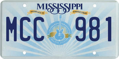 MS license plate MCC981
