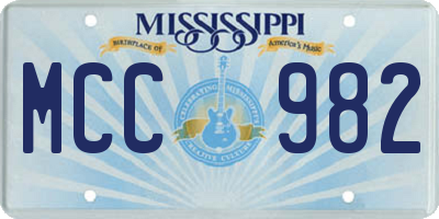 MS license plate MCC982