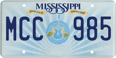 MS license plate MCC985