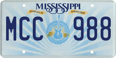 MS license plate MCC988