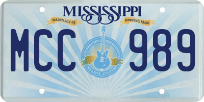 MS license plate MCC989