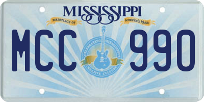MS license plate MCC990