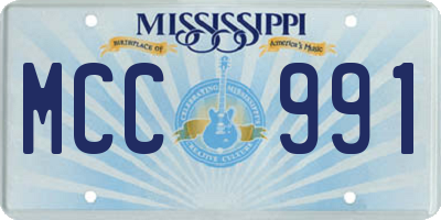 MS license plate MCC991