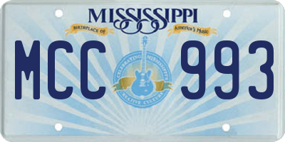 MS license plate MCC993