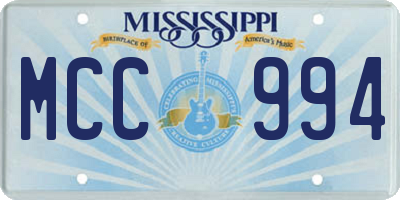 MS license plate MCC994