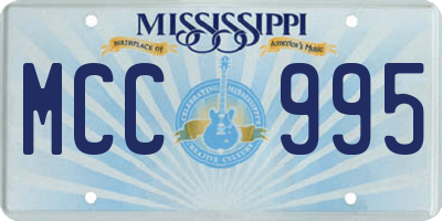 MS license plate MCC995